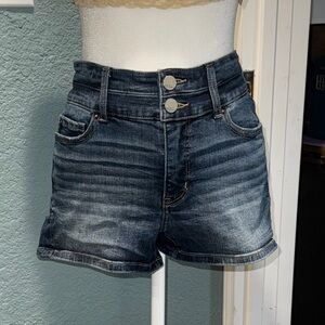 BKE Double Button Jean Shorts in Dark Blue